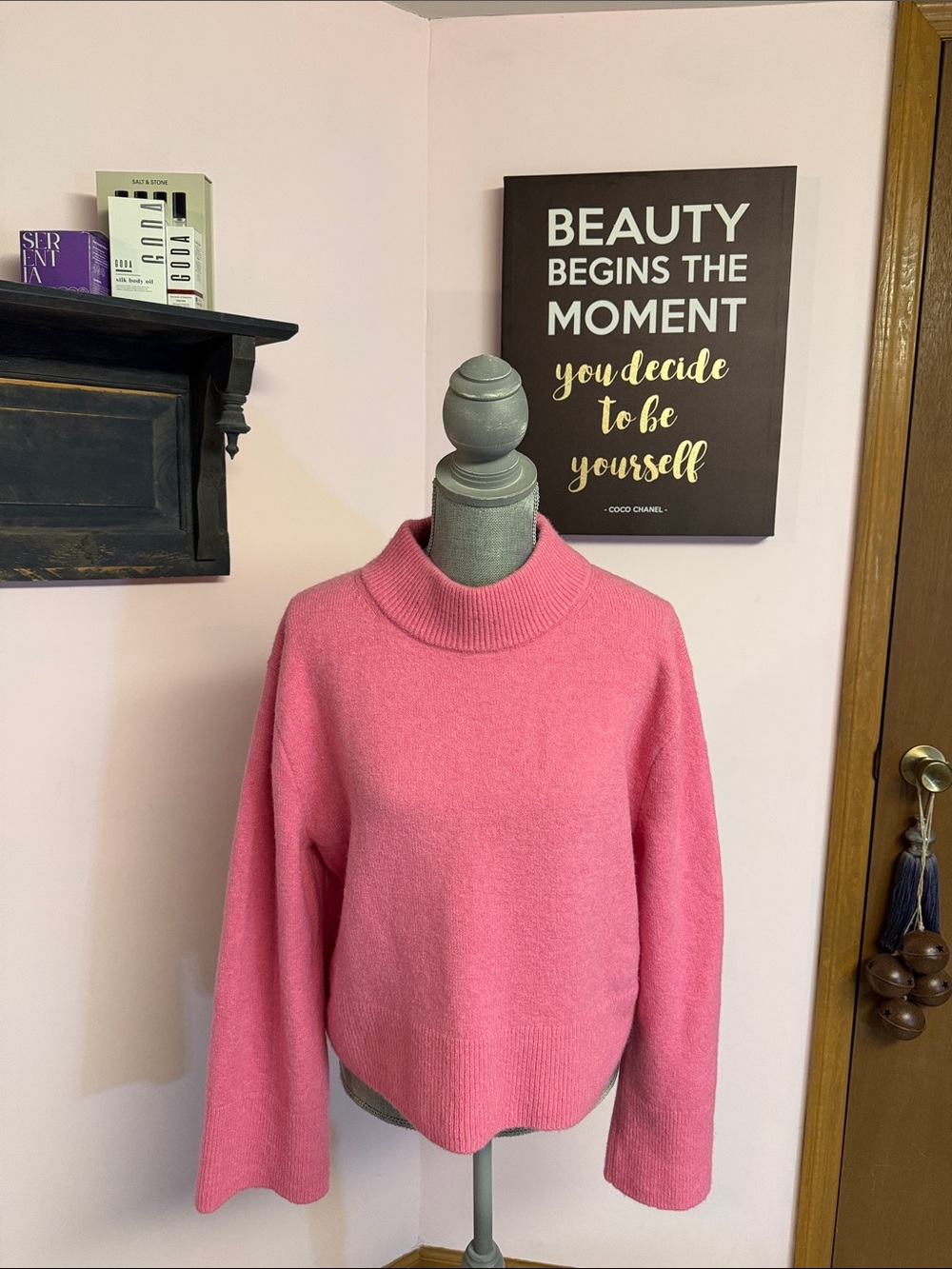 J. Crew Pink Mock Neck Sweater